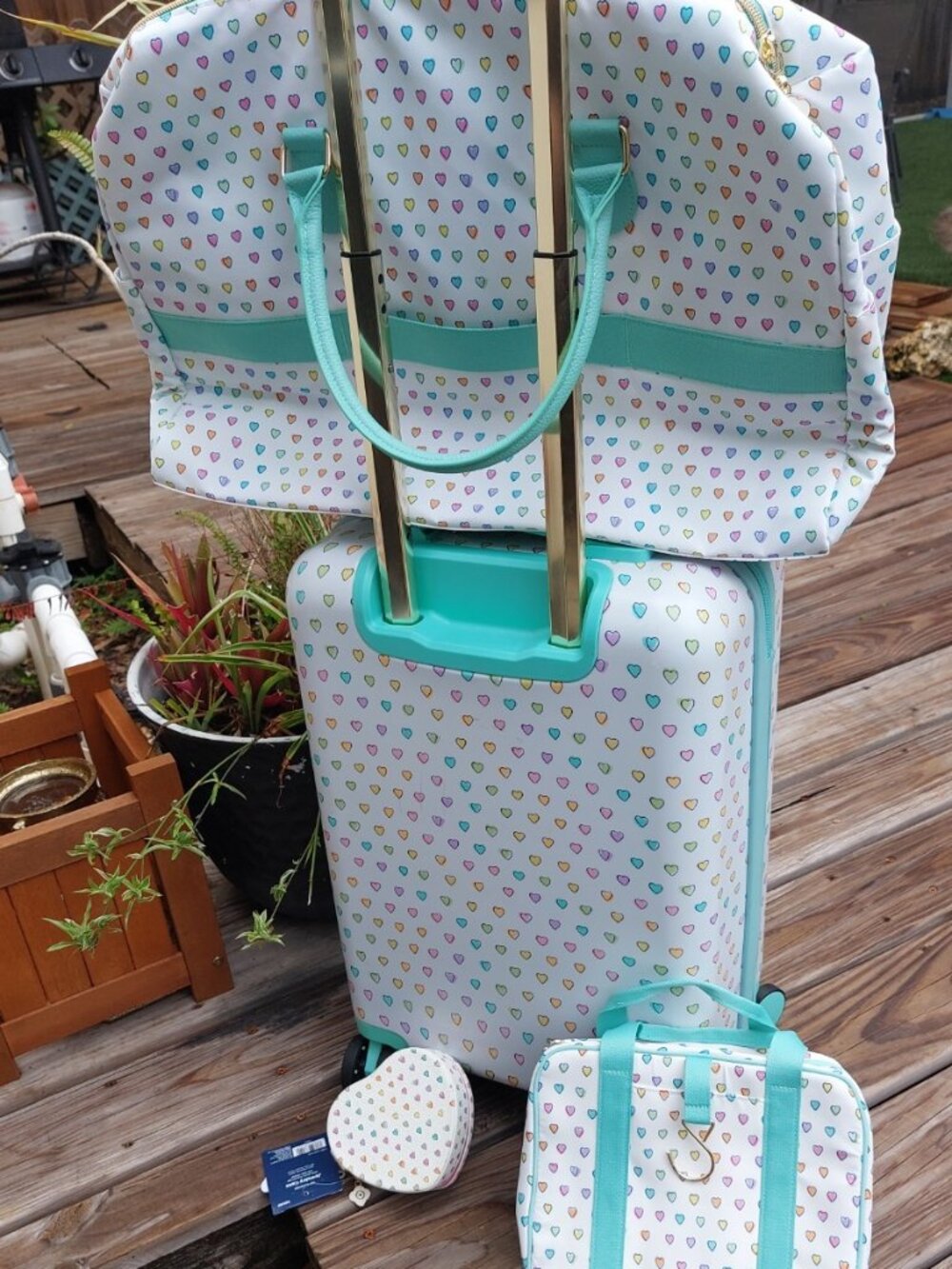 NWT Target x Roller Rabbit Disco Hearts Hardside Carryon Suitcase w/ Accessories